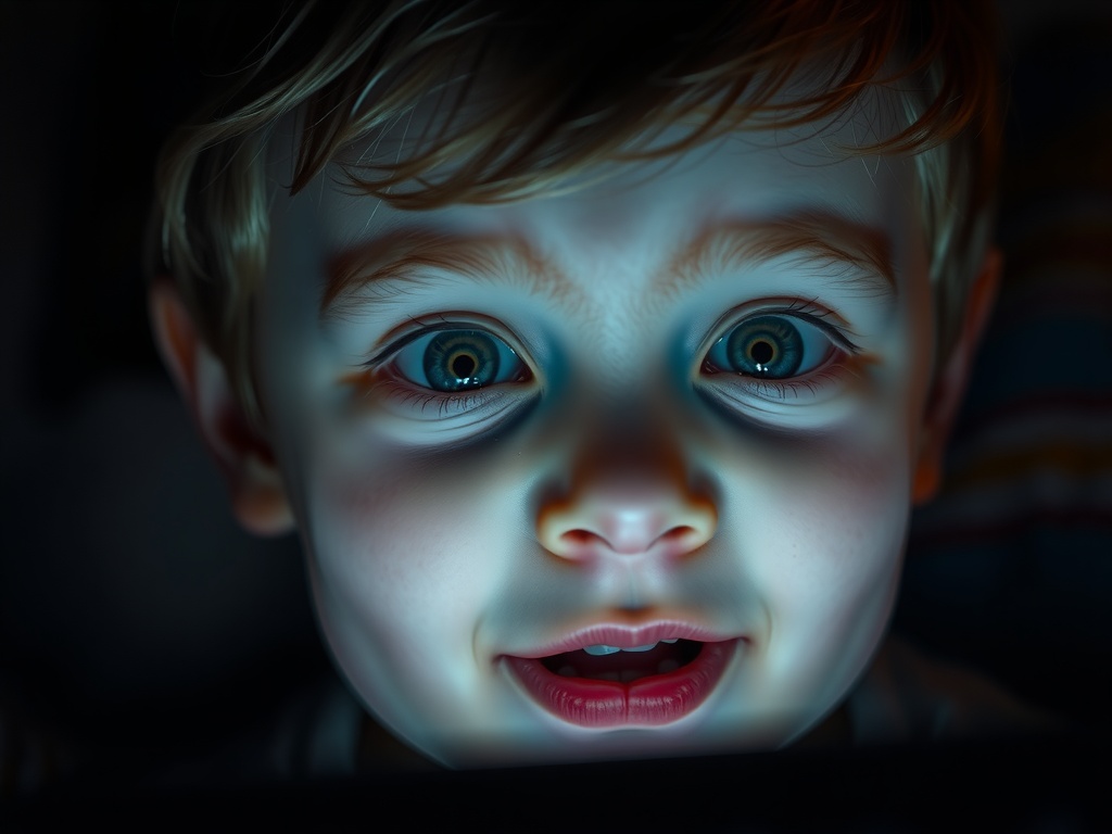 Un enfant émerveillé devant l'écran